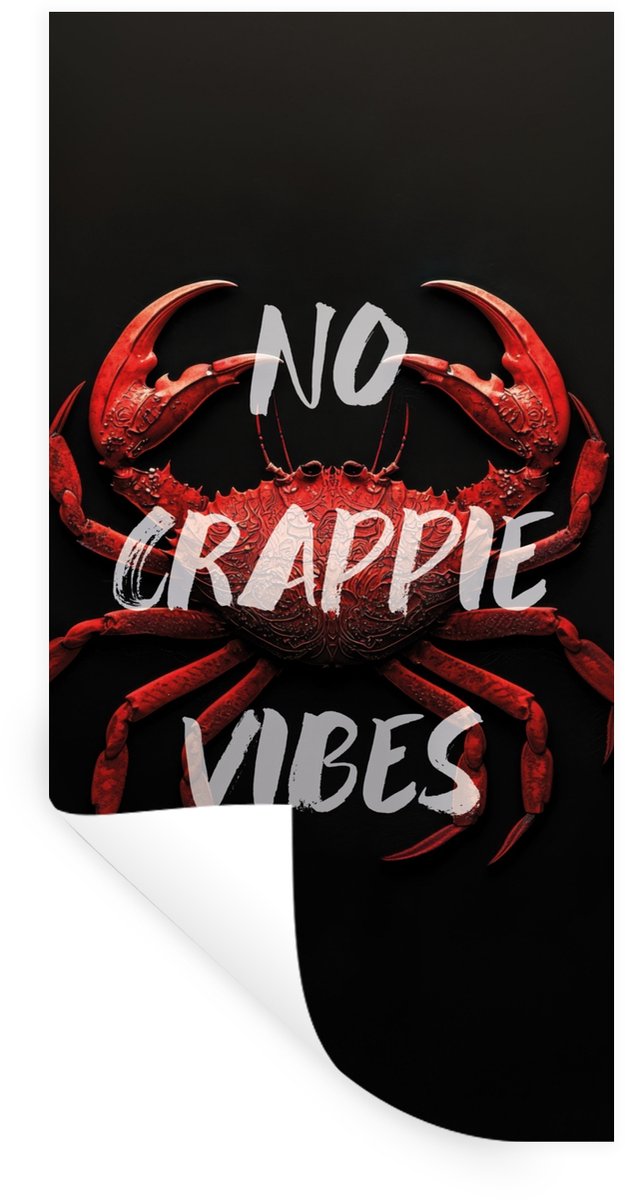 Muurstickers - Sticker Folie - Krab - Rood - Tekst - Zwart - 80x160 cm - Plakfolie - Muurs