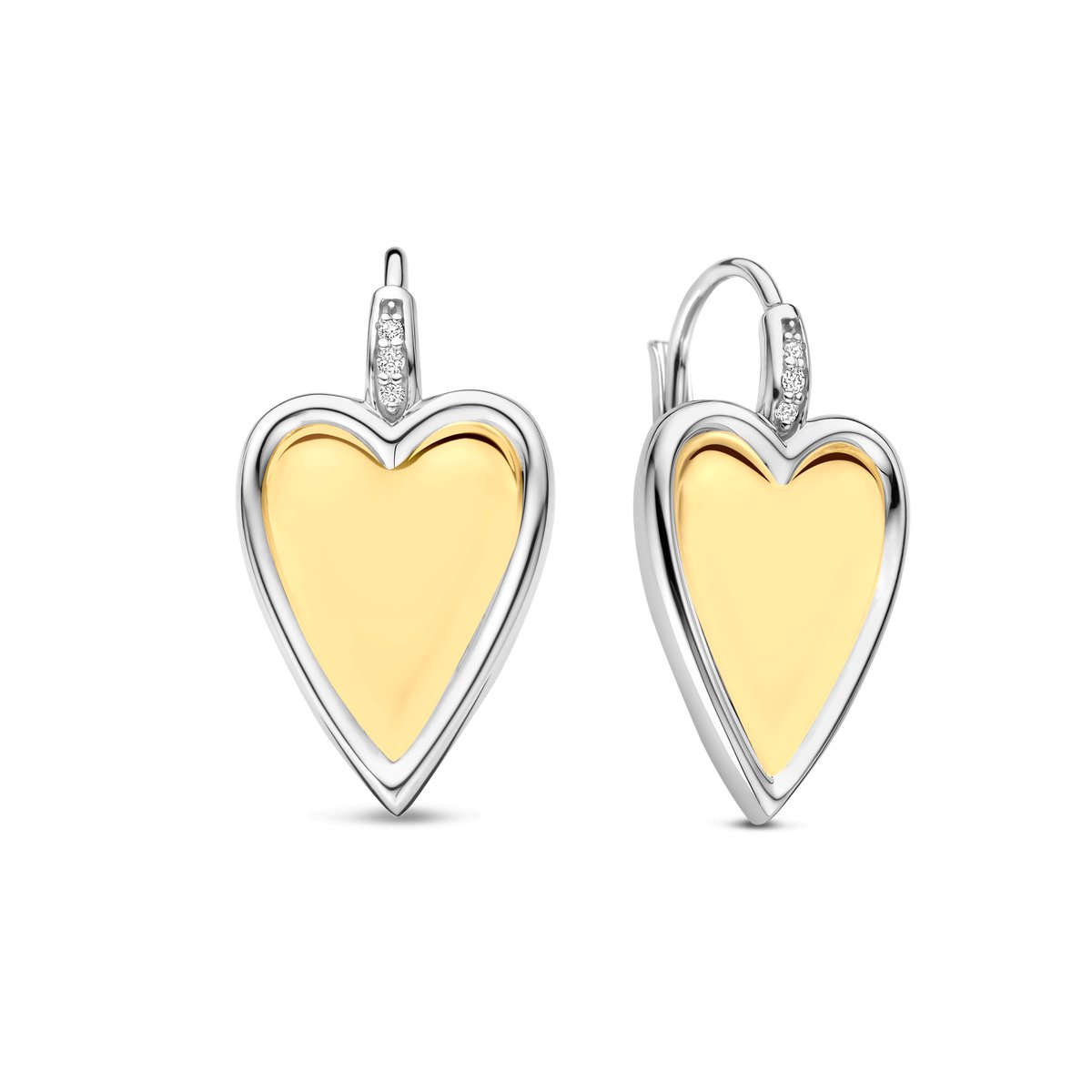 TI SENTO Dames Oorbellen - 925 zilver - Zirkonia met geel verguld - 78004ZY