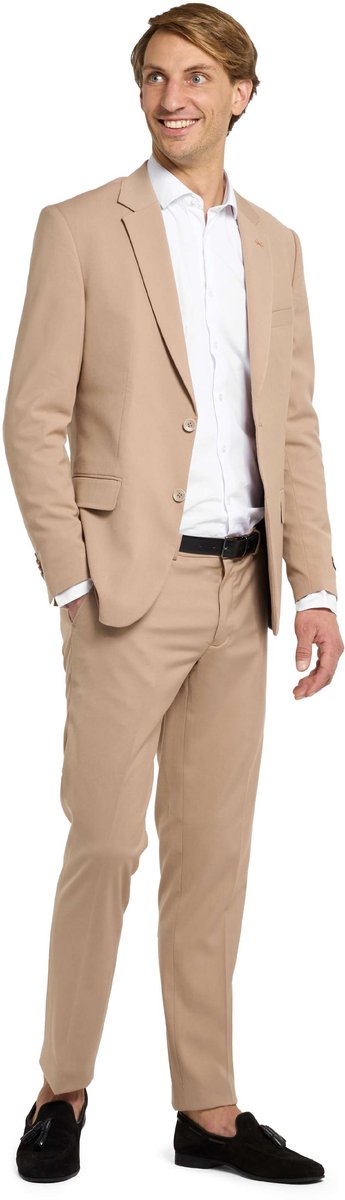 OppoSuits Daily Dark Sand - Casual Heren Pak - Kostuum - Inclusief Blazer en Pantalon - Maat EU 46