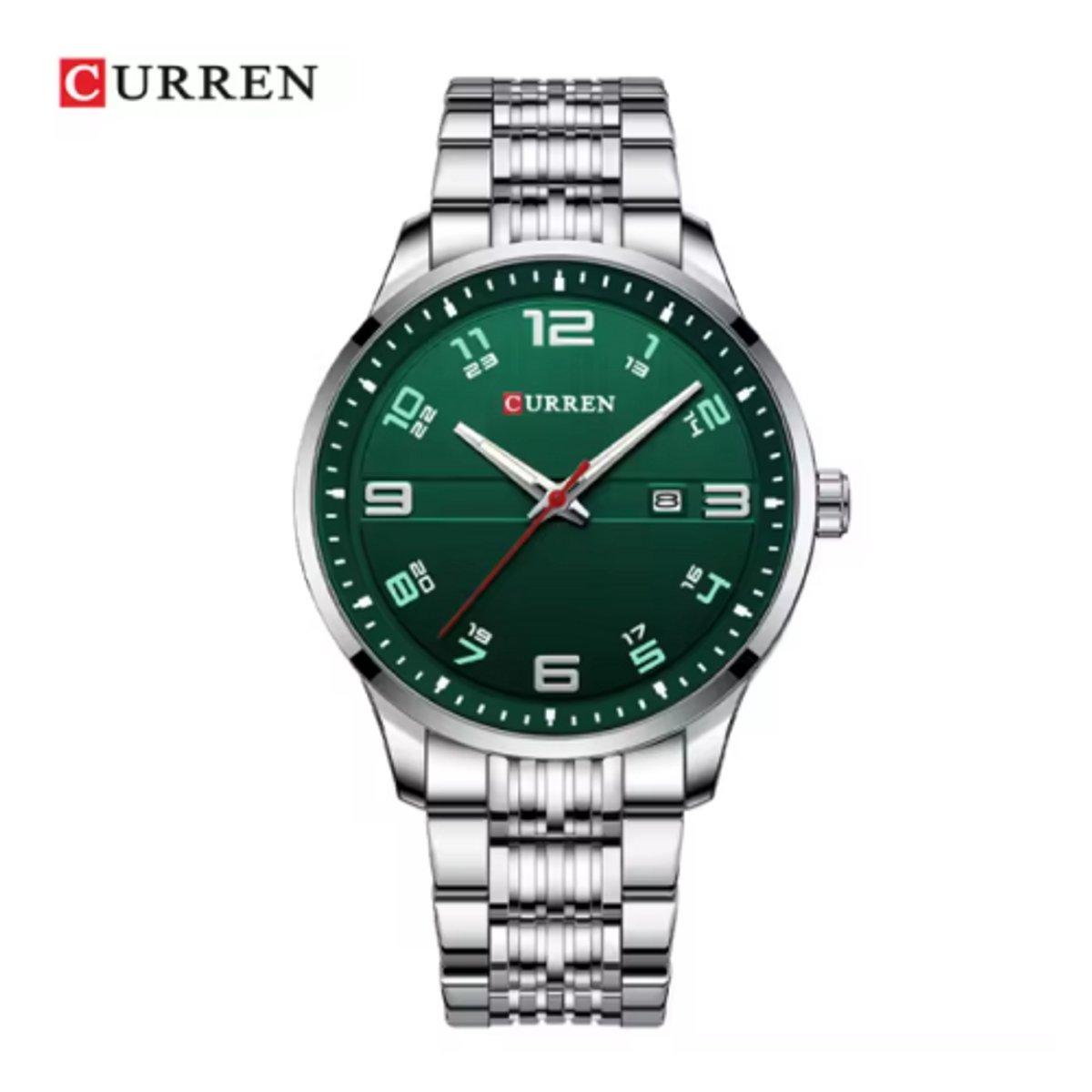 Curren - Horloge - Herenhorloge - Quartz - Groen - Zilver - 44mm - 8411