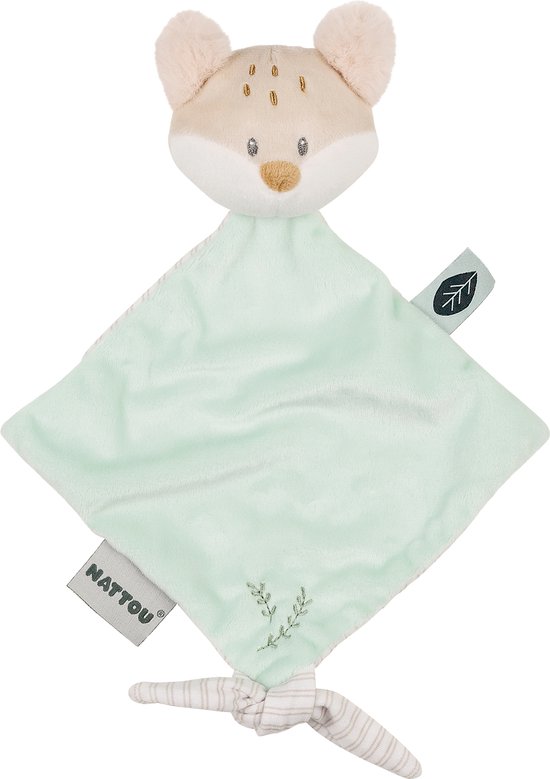 Nattou Mini-Doudou Plat en Polyester, Pomme Le Lapin, Compagnon de