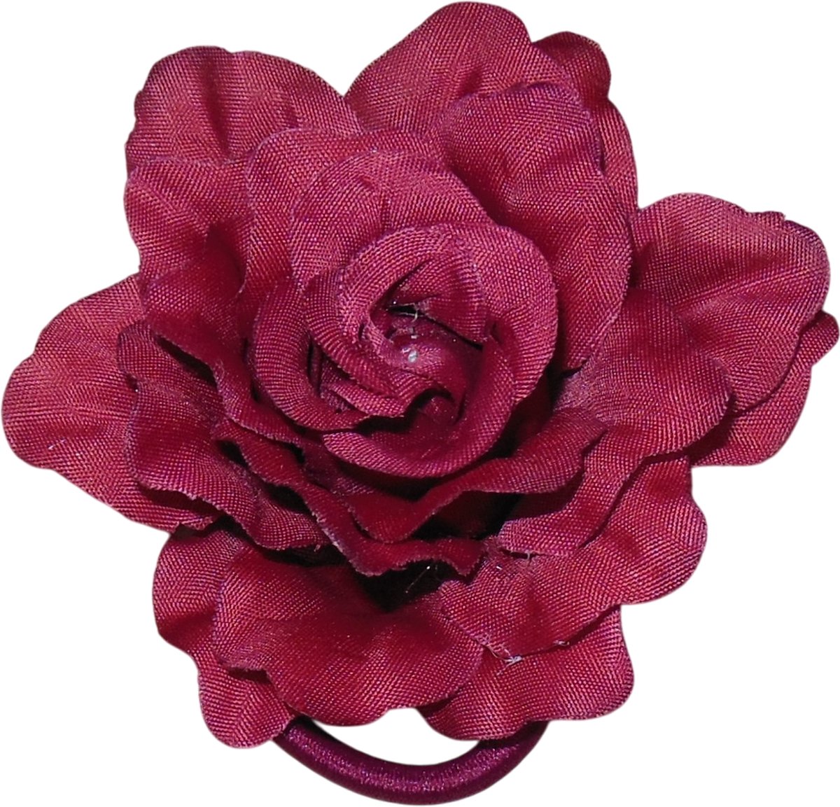 1 Roosje groot met duckklem+elastiek bordeaux rood