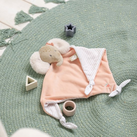 Nattou FLO, ERNEST & OLI Maxi Knuffeldoekje - Olifant - 62 cm - Roze van Nattou — afbeelding 3