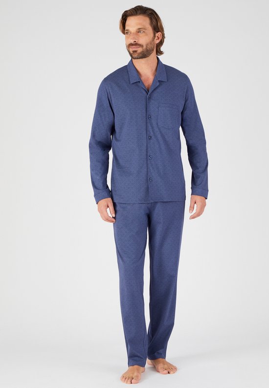Schiesser heren pyjama badstof - Casual Nightwear - Donkergrijs