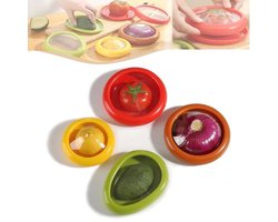4 stuks - Fruit bewaardoos - Fruit bewaarcontainer - Koelkast bewaarcontainer - Voedsel bewaardoos - Ui, citroen, tomaat, avocado draagbare verzegelde doos-Herbruikbaar