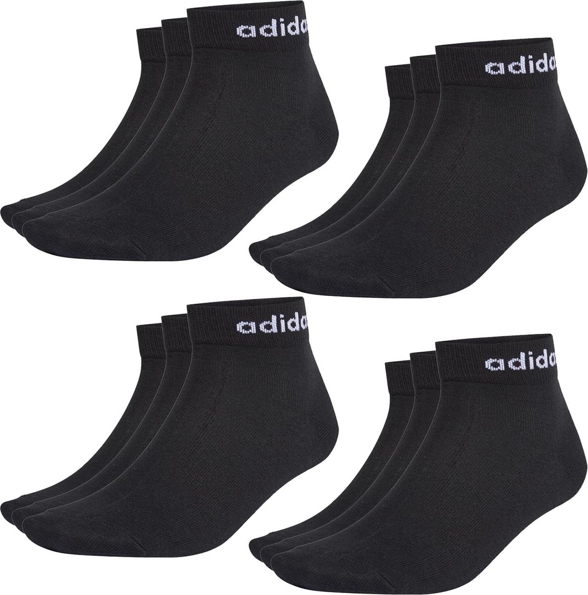 SOKKEN 12 paar adidas NC Ankle Performance Sneaker Quarter Socks unisex korte sokken Zwart