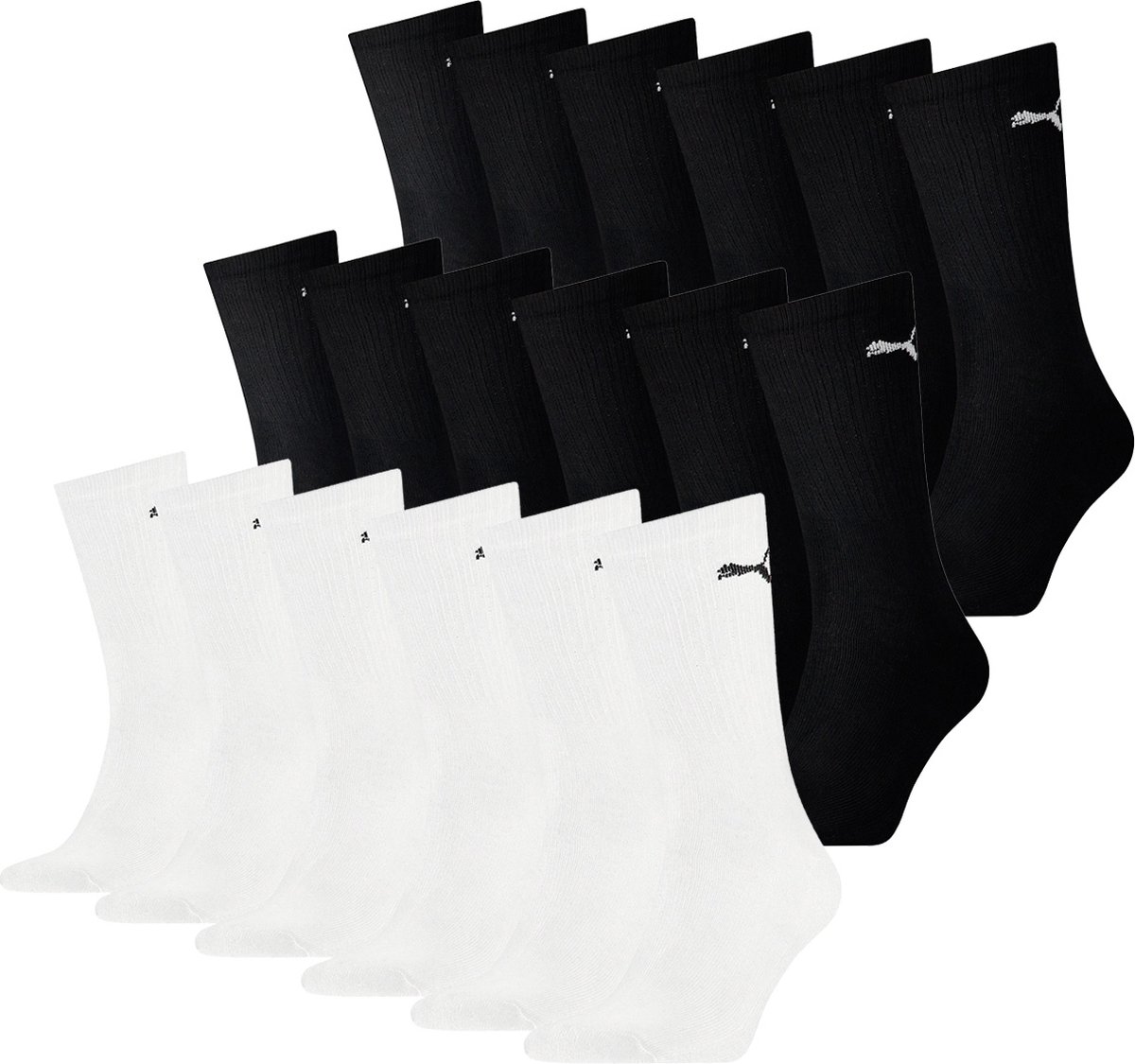 SOKKEN 18 paar Puma sokken Cush Crew sportsokken tennissokken unisex Schwarz – Weis