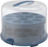 Fresh Cake cloche haute avec plateaux, plastique alimentaire (PP) sans BPA, bleu/transparent, (35,5 x 34,5 x 0 cm