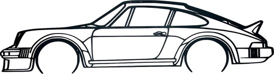 Décoration murale Porsche - Décoration murale voiture - 80x22 cm - Zwart - Décoration murale - Bois - Décoration murale - Porsche 911 art - Porsche 911 Carrera