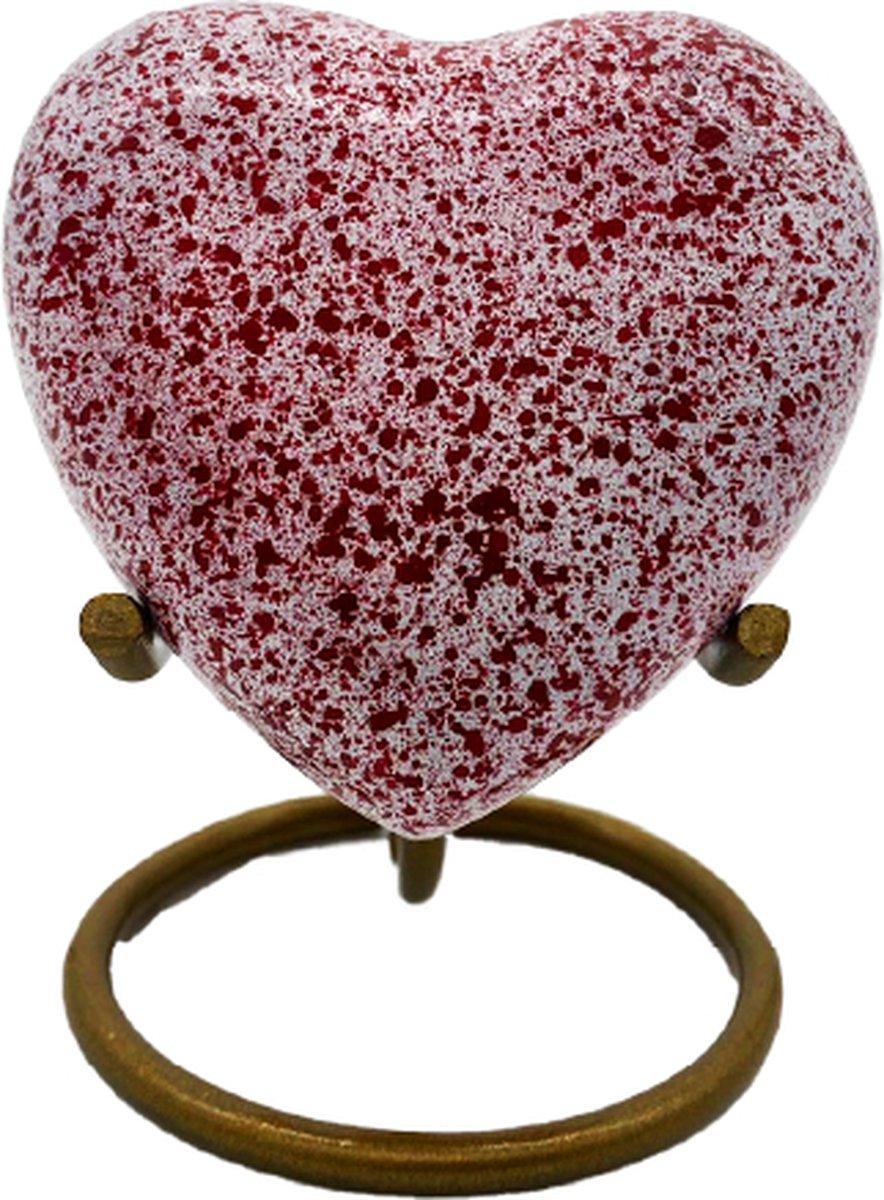 Akerz Mini Urn - wit met rode stippen- donker- Aluminium - Inclusief Standaard - Graveerbaar - 80ml