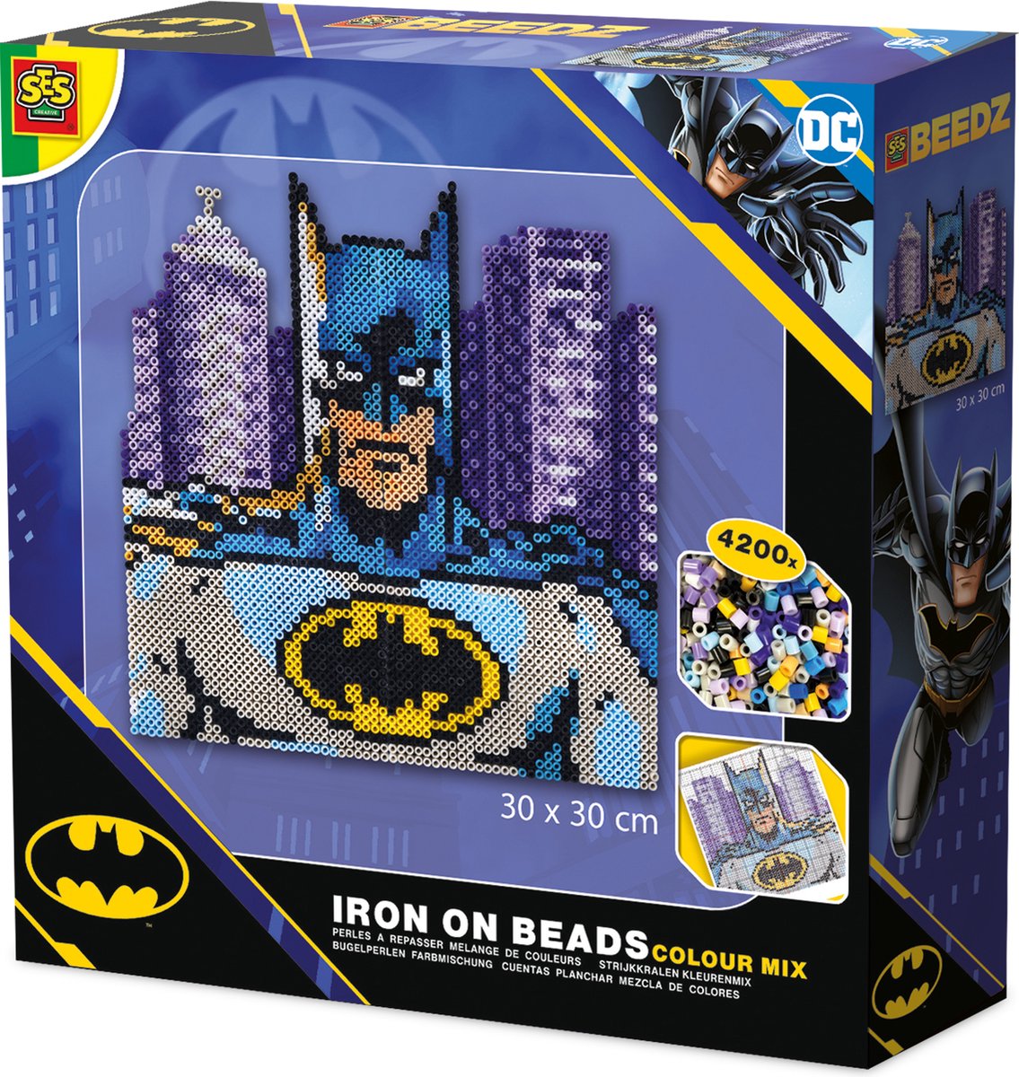 SES Creative - Beedz Art - DC Batman - Strijkkralen - 4200 Stuks met Strijkvellen - Vanaf 12 Jaar