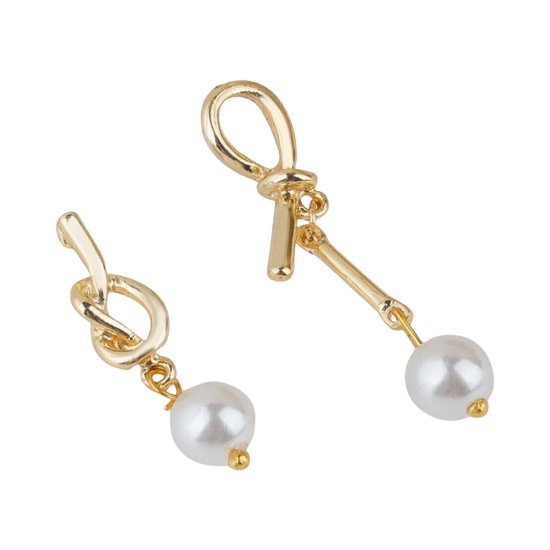 Gold Asymmetrical Pearl Earrings