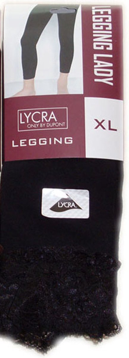 Dames legging 80% katoen - fantasie lace - 5 stuks - maat XL- zwart