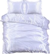 SweetSleeping Dekbedovertrek Satijn - Effen - 200 x 200/220cm + 2 kussenslopen 60x70cm - Wit - 100% Glanzend Satijn - Strijkvrij - Krimpvrij