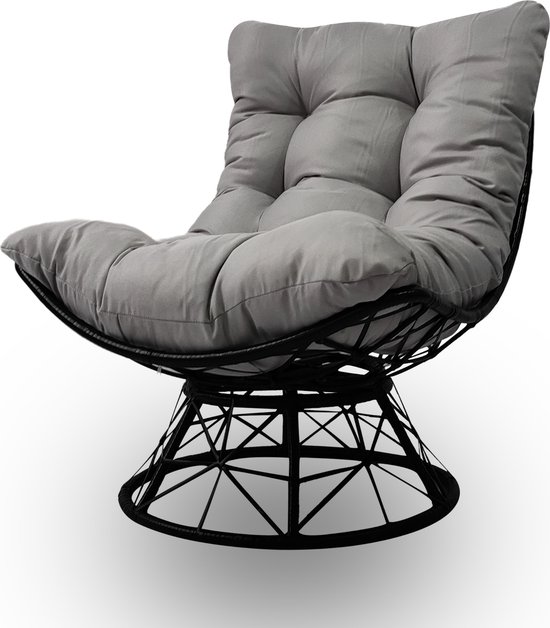 Rijoka Lounge Chair Rectangle - Rotatif à 360 Degrés - Zwart