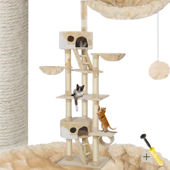 Krabpaal 240cm-260cm beige-wit kattenpaal 401639