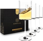 BarDeluxe® Wijnglazen Witte Wijn - 4 Handgeblazen Kristallen Glazen 425 ml - Wijnglas - Handgemaakt & Loodvrij - Luxe Cadeauset in Bewaardoos