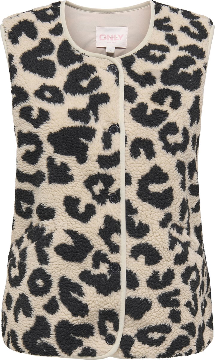 Only Gilet Onlbaby Teddy Vest Pnt 15335416 Pumice Stone W. Black Leo Dames Maat - M