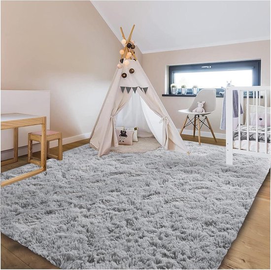 XSIVOD Wollig hoogpolig tapijt, wijnrood, wasbaar tapijt, woonkamer, antislip, extra groot tapijt, slaapkamer, zacht, moderne tapijten, mat voor kinderkamer 120 x 160 cm