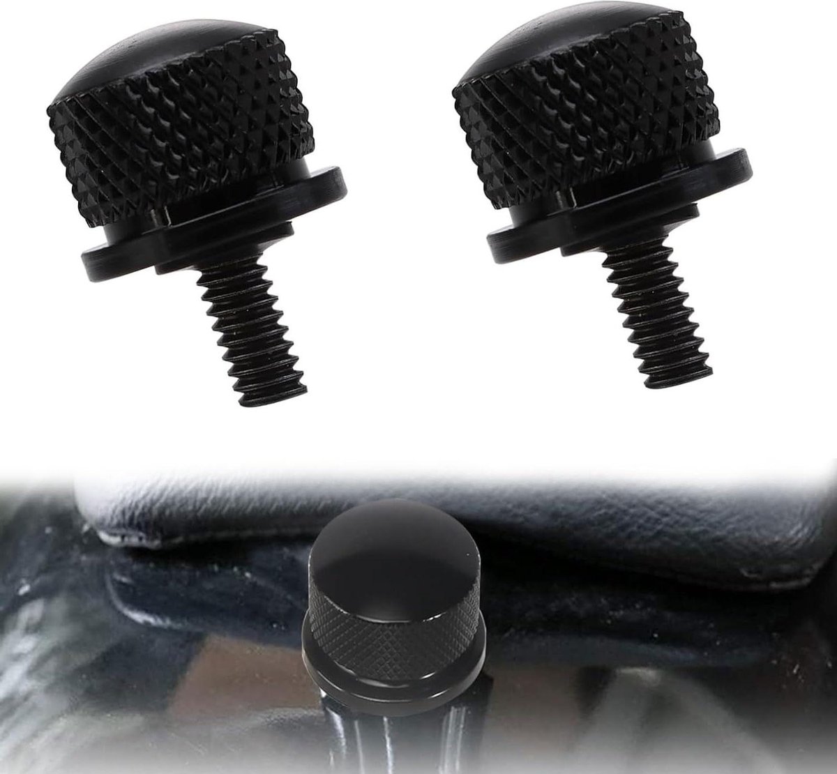 Motorfiets aluminium zadelschroeven - set van 2 stuks - schroefbevestiging - voor motorfiets zadelbevestiging - bilet chroom - zwarte zitbank - Harley Davidson modellen - 1/4 inch-20 schroefdraad