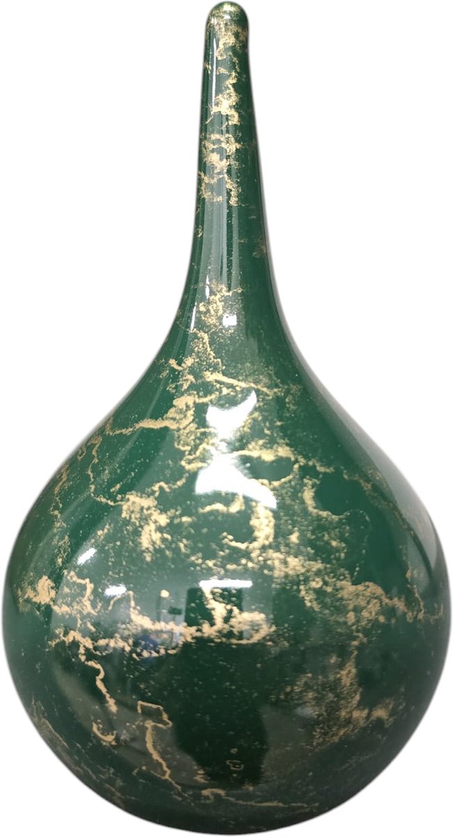 Mini Urn - Druppel - Glas - Groen, Goud - 200ml
