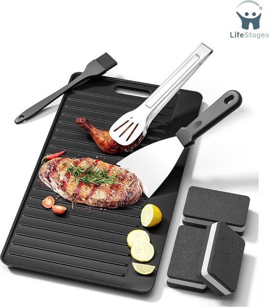 Arebos Grillplaat voor inductie, 43,6 x 22,9 cm braadplaat, gietijzeren Arebos Grillplaat voor inductie, 43,6 x 22,9 cm braadplaat, gietijzeren