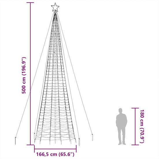 vidaXL - Cône lumineux - avec - Piquets de terre - 1534 - Blanc chaud - LED - 500 - cm