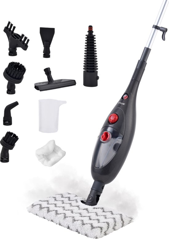 Stoomreiniger MAX - 180° Roterende Doek - 10 in 1 - Instelbare Temperatuur - Voor Alle Vloeren, Bank, Badkamer En Tapijt - STEAM-IT