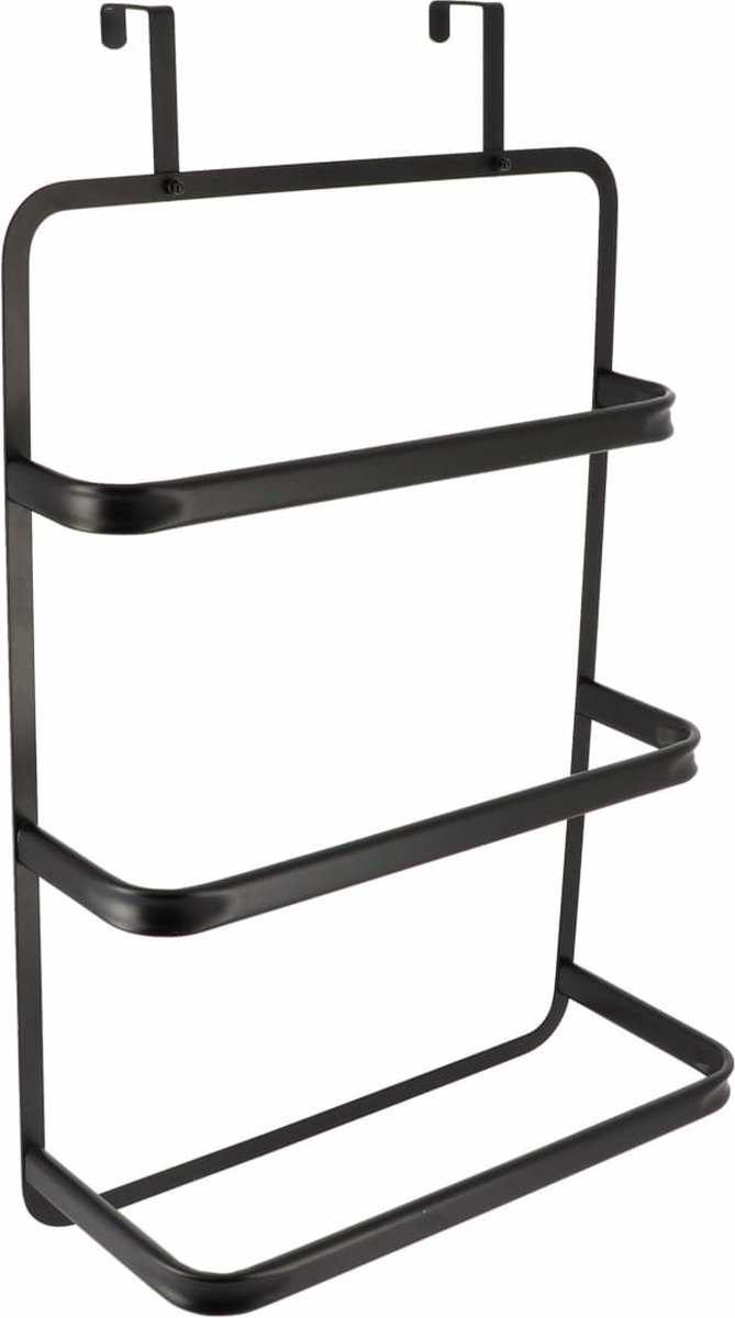 Tendance Handdoekrek deurhanger - zwart - metaal - 42 x 22 x 69 cm - handdoekhouder - handdoekstang