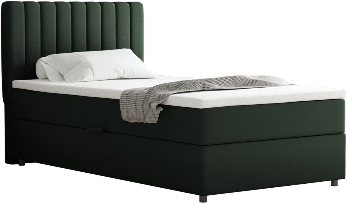 Homesy The Essence of Comfort Boxspring Everest 100 x 200 cm tweepersoons met hoogwaardige Bonell-matras en topper Groen