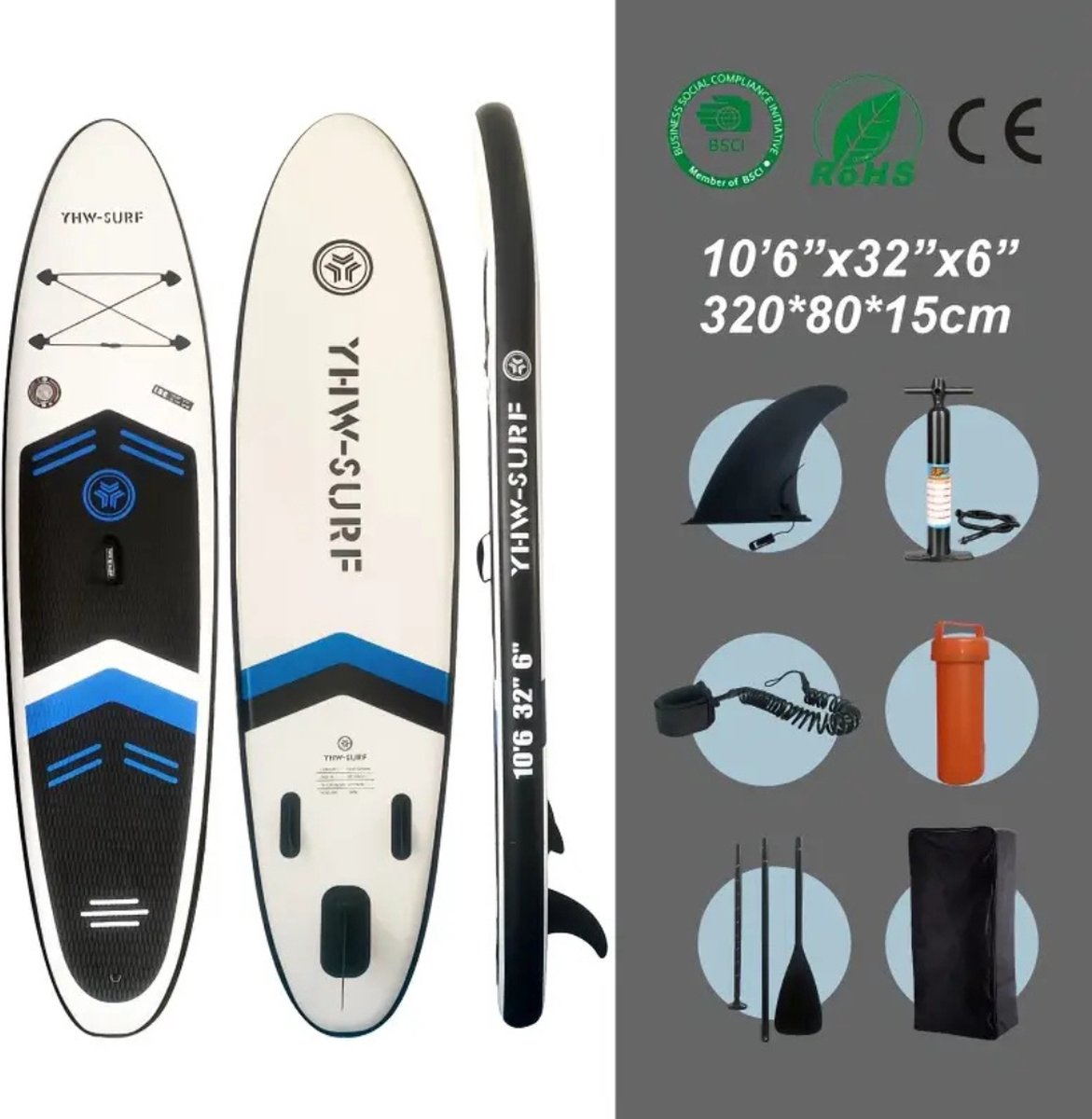 Bovista Sup Board - Opblaasbaar - Supboard - Sup Boards - Paddle - Kayak - 320cm - Wit