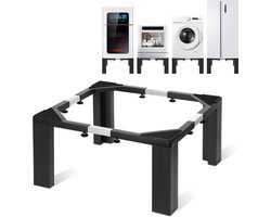 Wasmachine verhoger - Verstelbaar - Wasmachine opbouwmeubel - Roestvrij staal - Zwart + Zilver