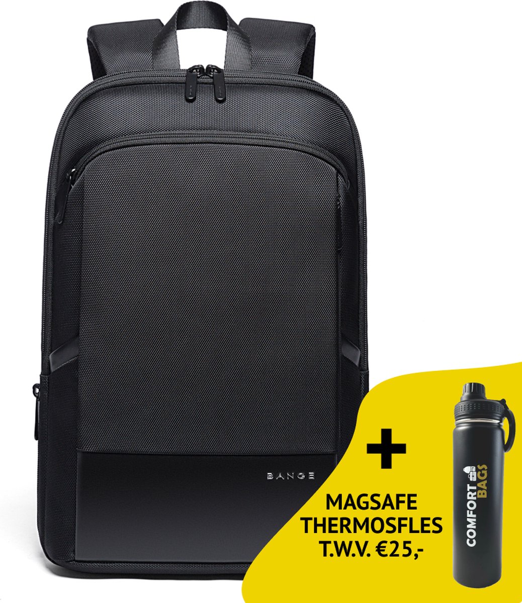 Bange Rugzak - 15,6 inch laptop vak - incl. magsafe Thermosfles - Krasbestendig - Waterbestendig - Multifunctioneel - Comfort