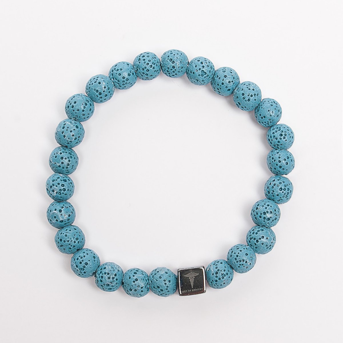 MEN OF MERCURY® Natuursteen Armband Heren - Blauwe Lava Steen - Handgemaakt - Elastisch - Kracht & Versterking - Spirituele Betekenis - 19 cm