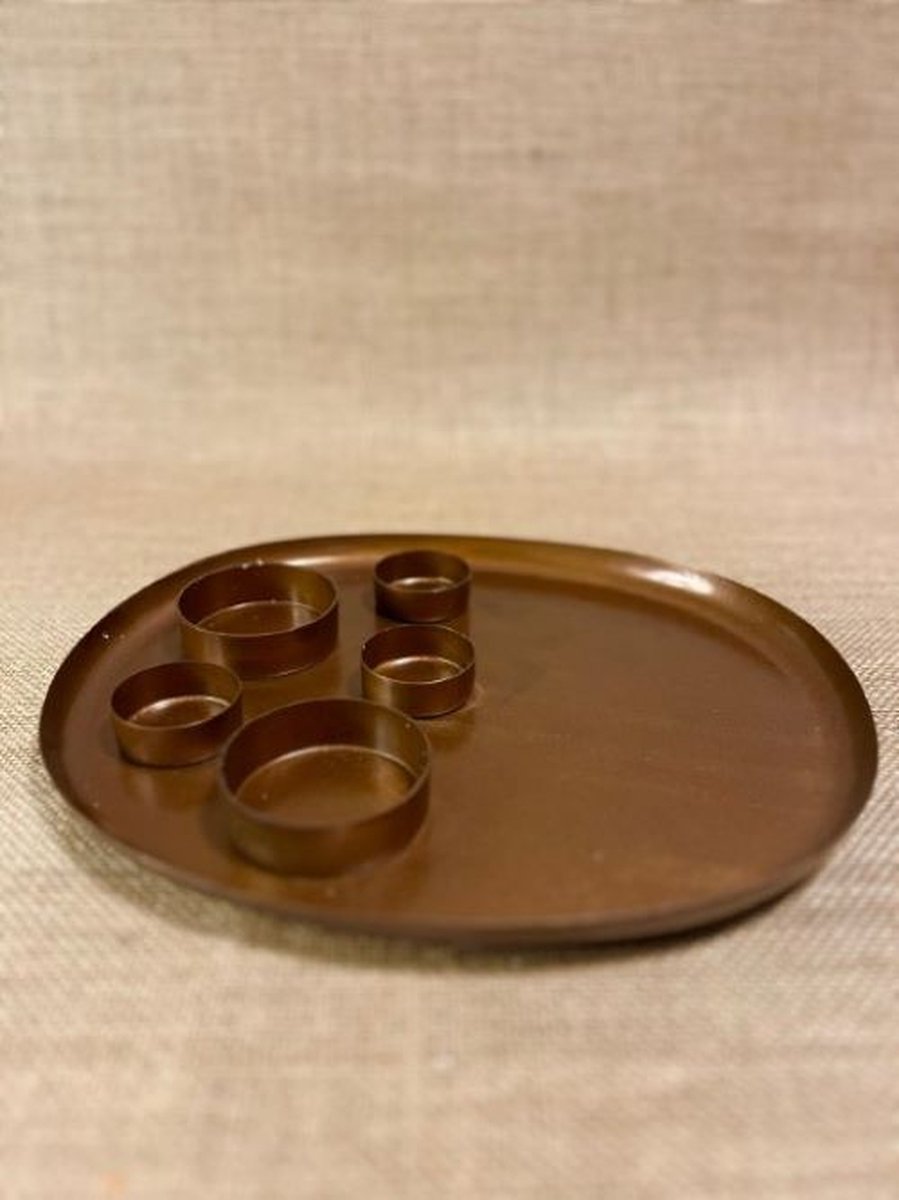 Waxinelichthouder brons plateau multi waxinelicht