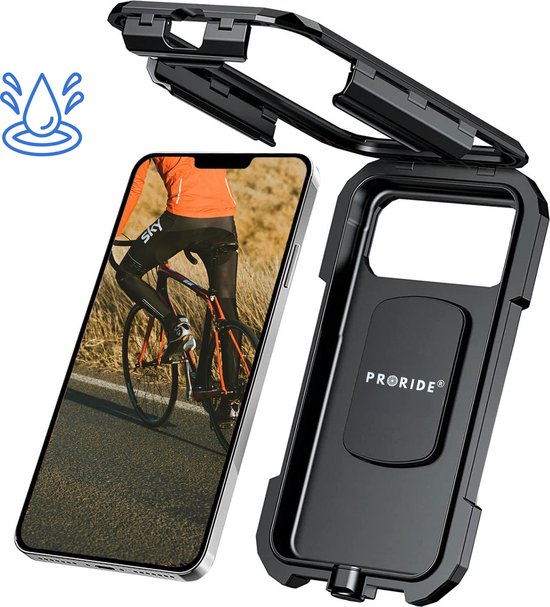 Proride Telefoonhouder Fiets Waterdicht - GSM Houder - Fiets Accessoires - 360 Graden Draaibaar & Verstelbaar - Universeel - Smartphonehouder Scooter, Fatbike en Motor - Fiets telefoonhouder