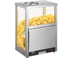 Nacho Warmer - Professionele Chipswarmer - 230V - 200W - 84.5QT - Nacho Machine Deflection Board - Roestvrij staal - Zilver