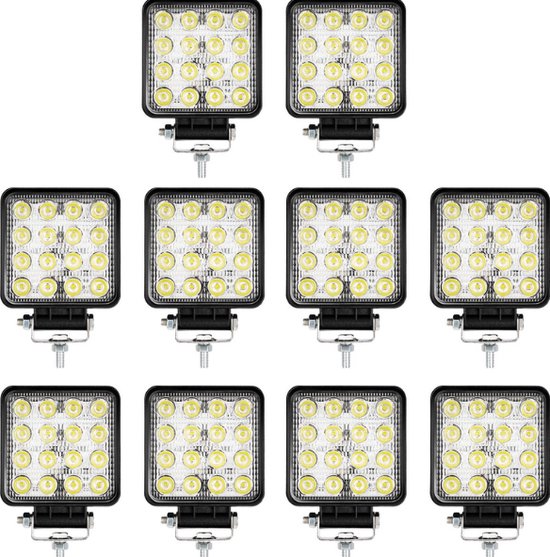 Sonnewelt Led-werklamp, led-autospot, 12 V, waterdicht, IP 67, offroad- werkverlichting, led-werklicht voor tractor, motorfiets, auto, vrachtwagen, ATV, SUV (10 stuks, 48 W, 4320 LM