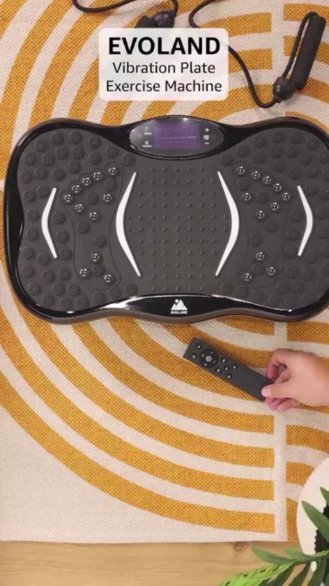 EVOLAND Trilplaat - Trilplaat fitness - Powerplate - Inclusief weerstandsbanden en handvatten - 5 trainingsprogramma's - 99 snelheid niveaus - Met bluetooth muziek - Trainingsapparatuur voor uithoudingstraining - Zwart