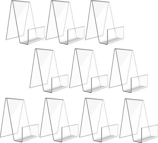 JGS ® Lot de 10 présentoirs en acrylique transparent pour brochures, livres, notes, illustrations, albums photo, menus, albums photo, 10 pièces