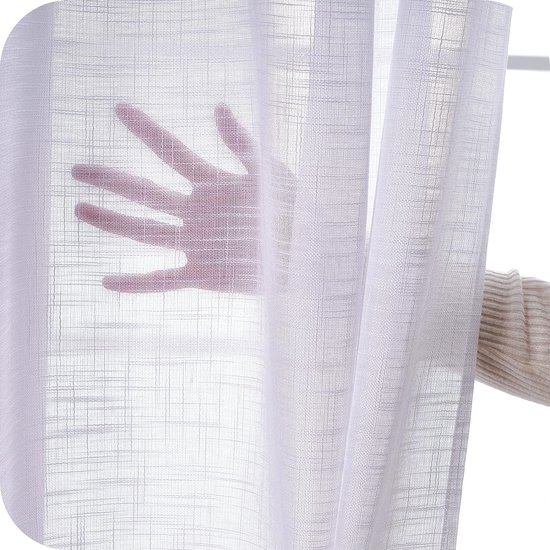 JGS ® 2 stuks linnen gordijnen met ogen voile gordijn half-transparant gordijnen woonkamer moderne gordijnen linnen 140x260cm wit
