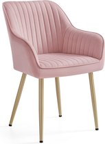 Chaise de salle à manger avec accoudoirs - Chaise en velours - Assise élégante - Design confortable - 60 x 62,5 x 85 cm