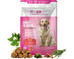 K9 Laboratories - Maag & Darm - voor Honden - Probiotica Hond, Darmflora, Darmsnoepjes, Supplement - Tegen Braken, Diarree en Buikpijn - 60 Stuks