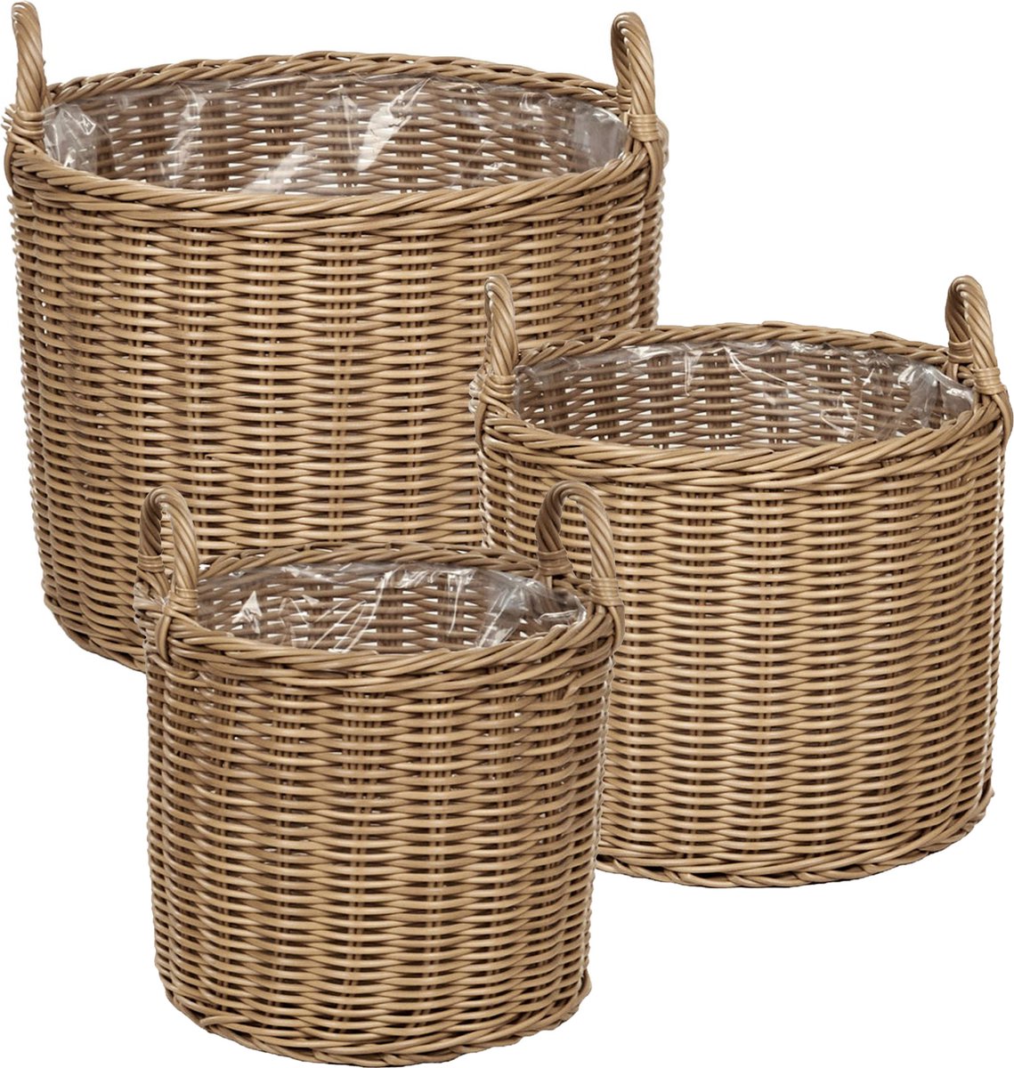 PENDULA - Bloempot set van 3 - Natuurlijk - PE rotan