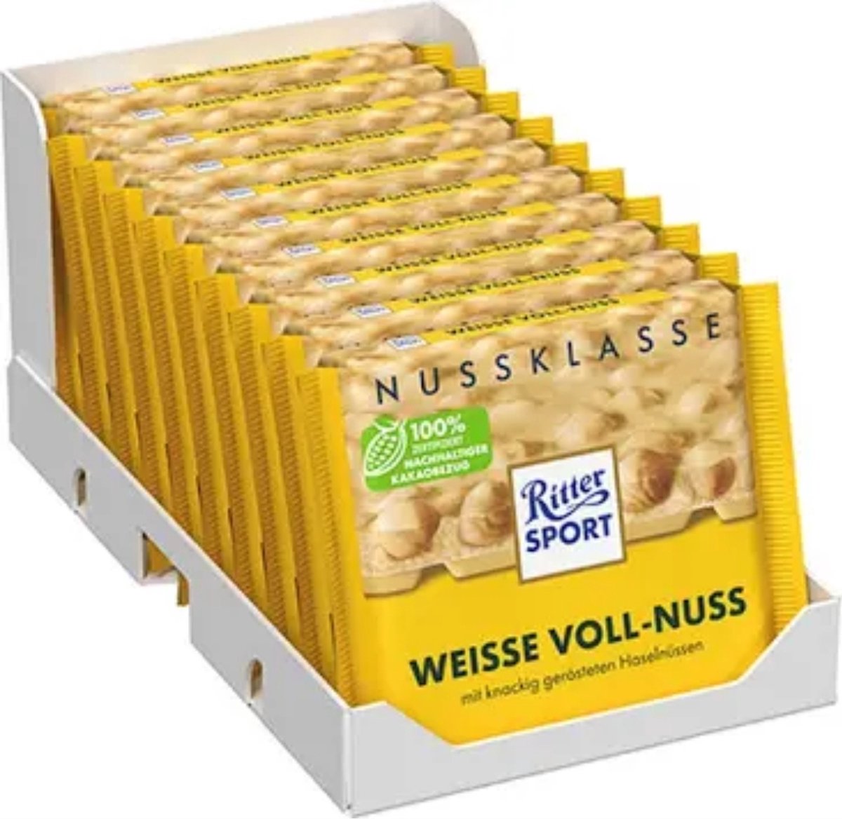 Ritter Sport Hele Hazelnoot Tablet Wit 10x - 100 gr - Voordeelverpakking