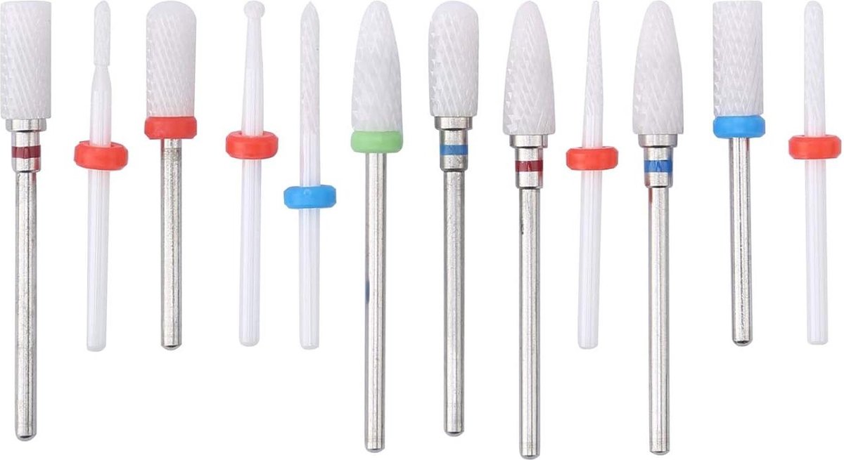 Electric Nail Drill Tips - 12 Pieces Ceramic Milling Cutters for Manicure Pedicure Home - Content Required .