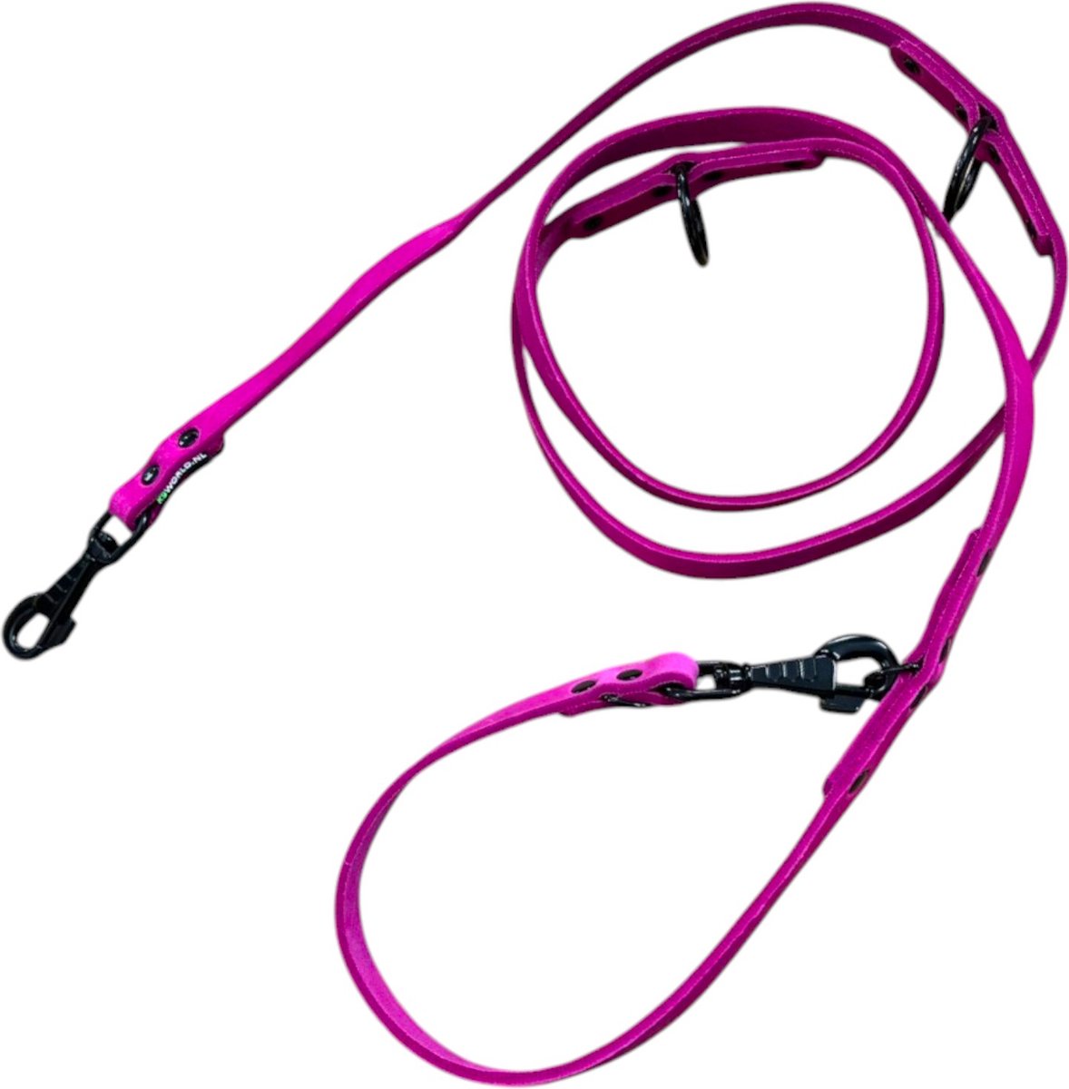 K9 World, verstelbare hondenriem, roze leer, zwart beslag