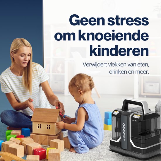 Deemer Tapijtreiniger Vlekkenreiniger Zetelreiniger Machine - Bank & Meubel Reiniger Stofzuiger - Tapijt Apparaat Meubelreiniger - Haarverwijderaar Stofzuiger Voor Dierenharen Reinigen - 750W Krachtige Zuigkracht - Inclusief Reinigingsmiddel