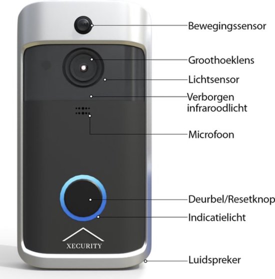 Xecurity X-One Deurbelset - HD WiFi Video Deurbel Draadloos met Camera - Silver Grey van Xecurity — afbeelding 2