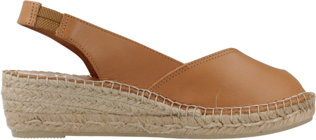 Dames leren espadrille met open neus en sleehak | BERNIA-P